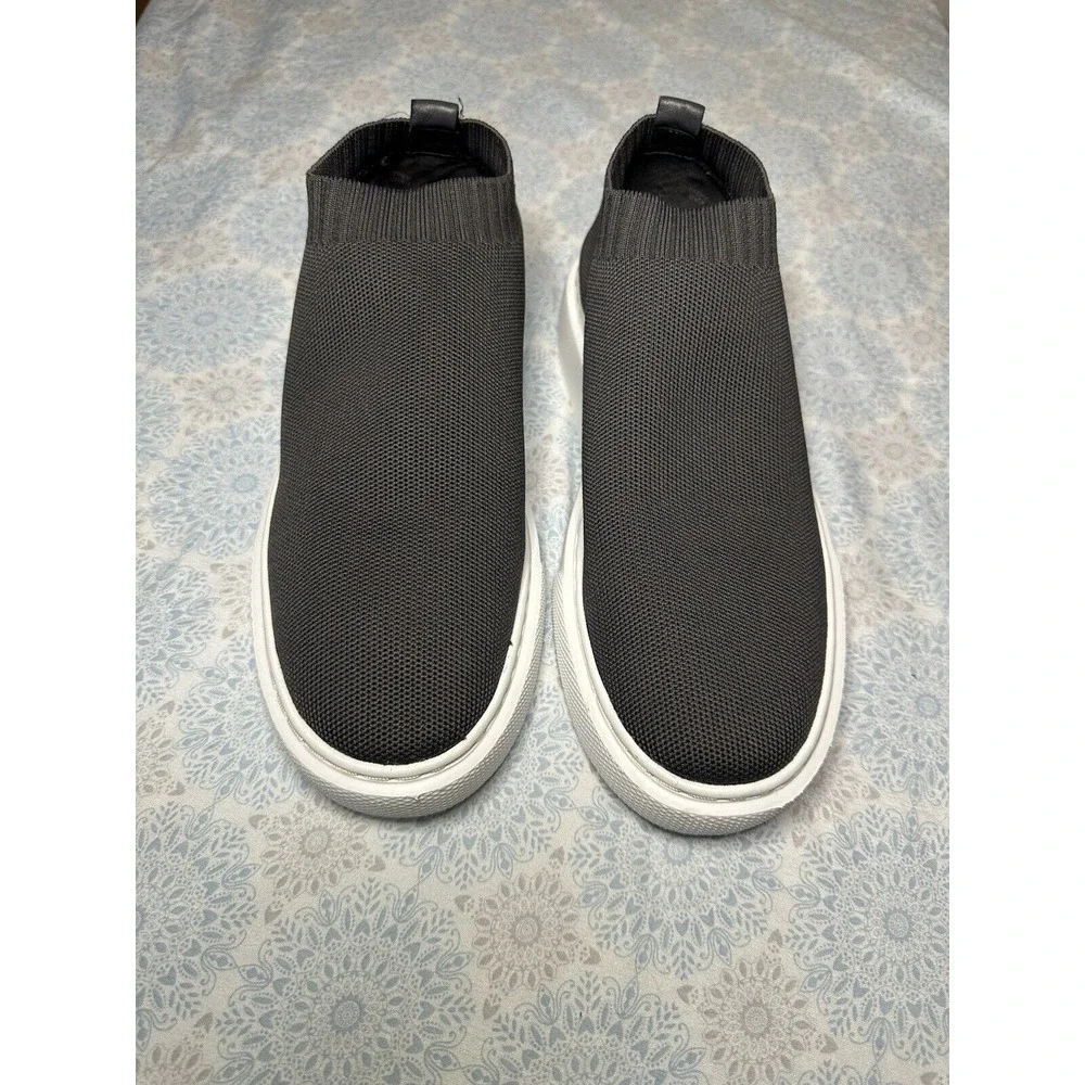 J/Slides NYC Dark‎ Grey Stretch Knit Slip On Platform Sneakers Womens 8